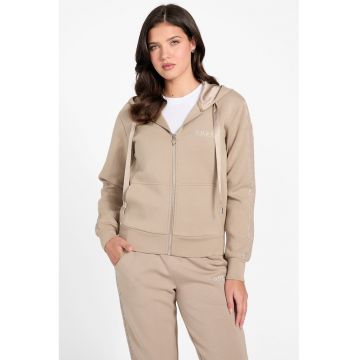 Hanorac cu fermoar si model uni - Maro camel