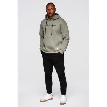 Hanorac cu imprimeu si buzunar kangaroo - Verde sparanghel