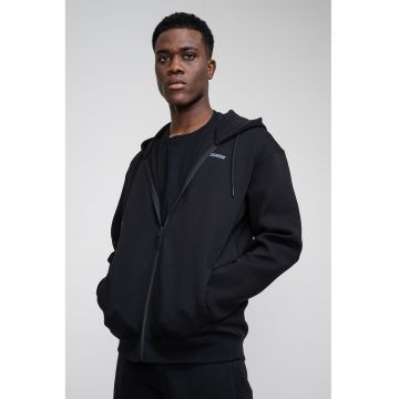 Hanorac cu logo si fermoar - pentru fitness - Negru stins