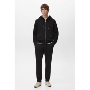 Hanorac cu maneci cazute si fermoar - Negru