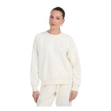 Hanorac dama  alb - bumbac - fara gluga - croi regular