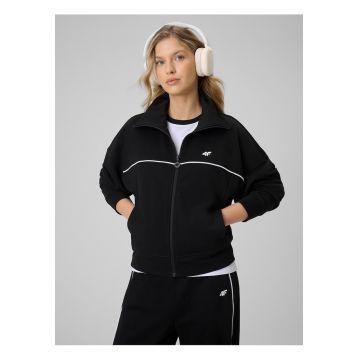 Hanorac dama -  negru - guler inalt - inchidere cu fermoar