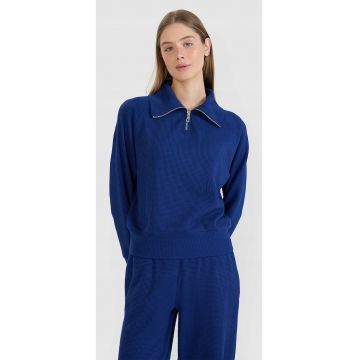 Hanorac dama  supradimensionat - fara gluga - bleumarin - bumbac