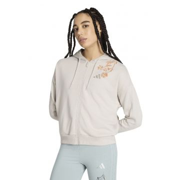 Hanorac din amestec de bumbac cu broderie florala - Portocaliu inchis/Grej