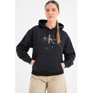 Hanorac lejer cu buzunar kangaroo - Negru