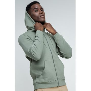 Hanorac regular fit cu fermoar si logo - Verde pal