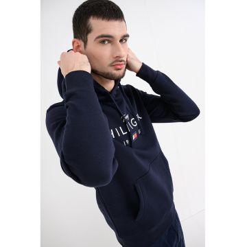 Hanorac slim-fit cu imprimeu logo - Bleumarin