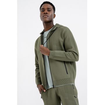 Hanorac uni cu fermoar - Verde sparanghel