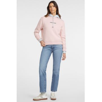 Bluza de trening cu decolteu la baza gatului si logo - Albastru glaciar/Roz pal