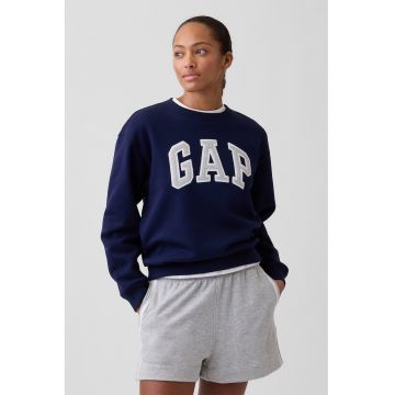 Bluza de trening cu decolteu la baza gatului si logo - Bleumarin