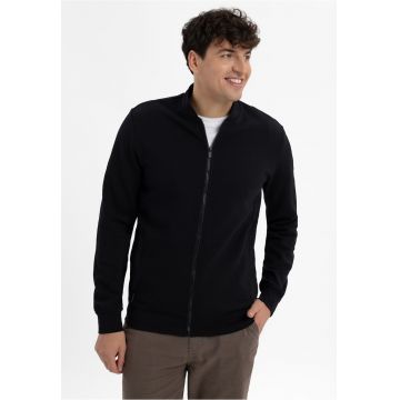 Bluza de trening cu fermoar si guler baseball - barbati - regular fit - buzunare -  B-Bonet - negru - Negru