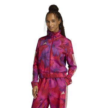 Bluza de trening cu fermoar si model Farm Rio House Of Tiro - Rosu/Fucsia/Ametist