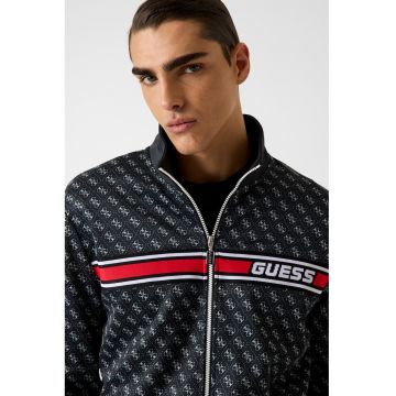 Bluza de trening cu guler mediu - monograma si fermoar - Rosu/Negru