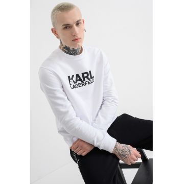 Bluza de trening cu imprimeu logo si decolteu la baza gatului