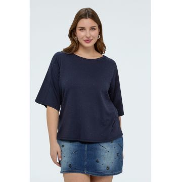 Bluza de trening cu maneci cu strasuri - Bleumarin