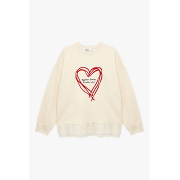 Bluza de trening cu terminatie de sifon - Rosu/Bej