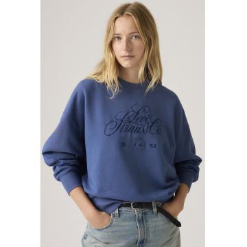 Bluza de trening din amestec de bumbac cu maneci cazute - Albastru inchis -