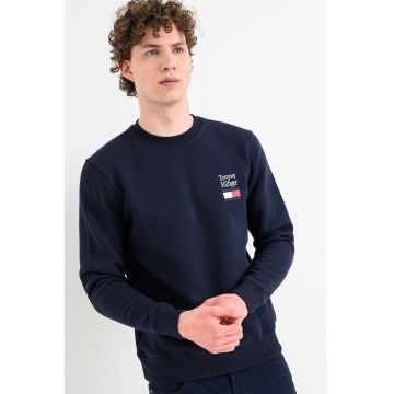 Bluza de trening din amestec de bumbac si logo - Bleumarin