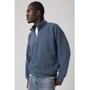 Bluza de trening din bumbac cu fermoar scurt - Albastru prafuit -