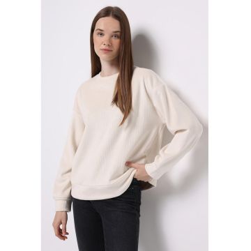 Bluza de trening lejera cu aspect striat - Crem