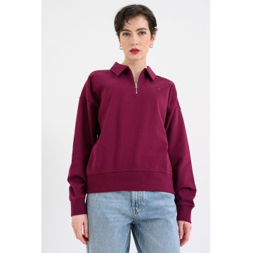 Bluza polo de trening cu fermoar scurt - Violet tyrian