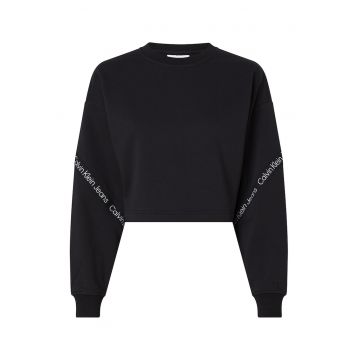 Bluza sport crop cu maneci cazute - Negru