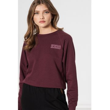 Bluza sport cu decolteu la baza gatului si maneci raglan Lula - Roz/Violet pruna