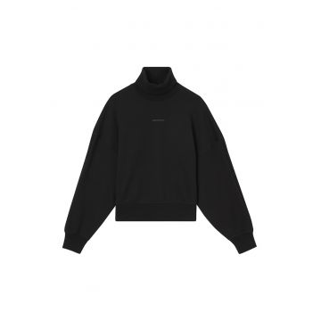 Bluza sport supradimensionata din bumbac organic cu guler inalt - Negru