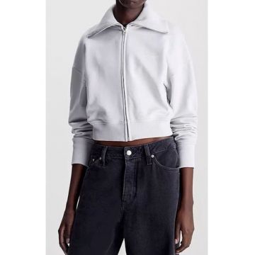 Bluzon cu fermoar si maneci cazute - Gri