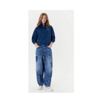 Bluzon lejer cu maneci cazute si fenta cu fermoar