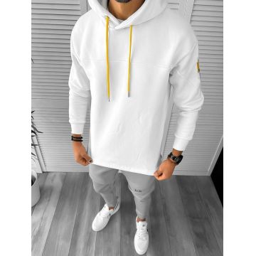 Hanorac barbati alb slim fit cu mic defect DEFK175 P20-4.1