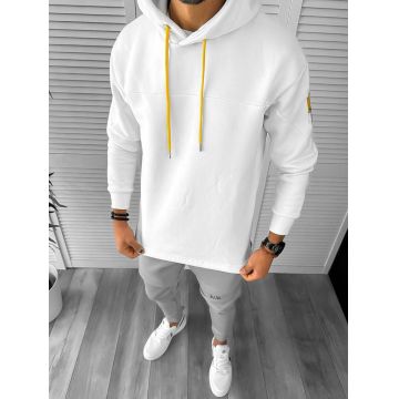 Hanorac barbati alb slim fit cu mic defect DEFK175 P20-4.1