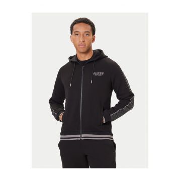 Hanorac barbati  negru - model cu fermoar si gluga