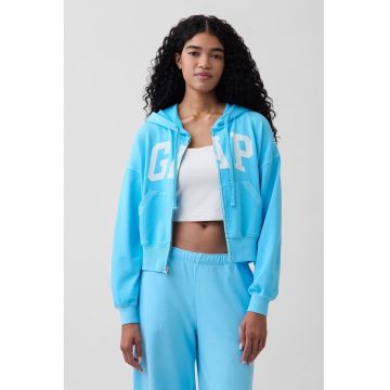 Hanorac cu fermoar si imprimeu logo - Albastru glaciar