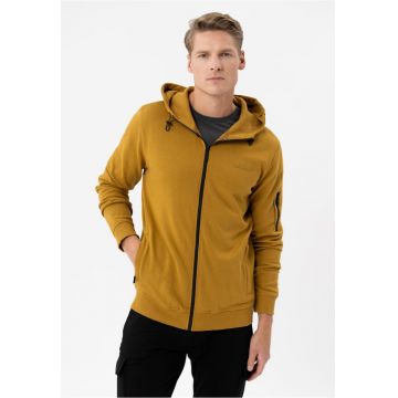 Hanorac cu gluga din bumbac - cu fermoar - buzunare - buzunar de umar - uni - Regular Fit -  B-Piter - galben - Galben