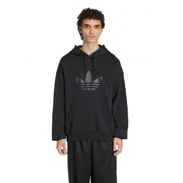 Hanorac cu imprimeu monograma si buzunar kangaroo - Negru/Gri inchis