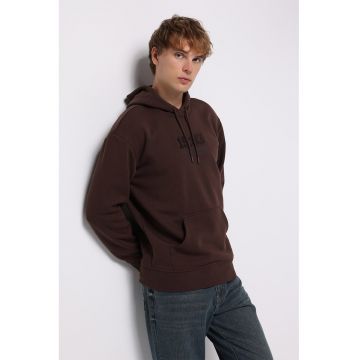 Hanorac cu imprimeu text frontal - Visiniu