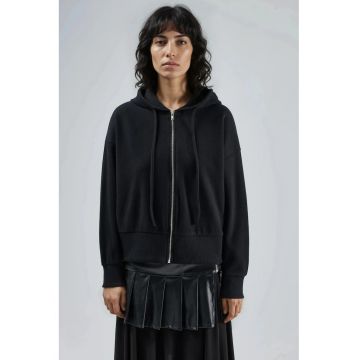 Hanorac dama  jerseu - cu fermoar - negru