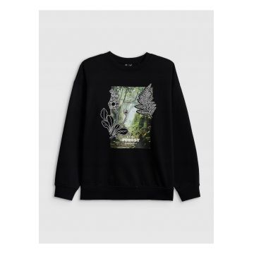 Hanorac dama -  negru - captusit - croiala lejera - sportiv