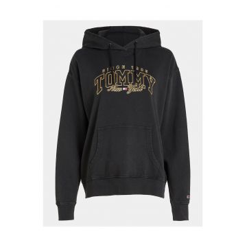 Hanorac dama  negru cu logo -