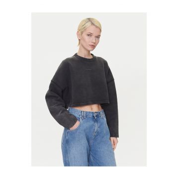 Hanorac dama  negru - textil - croi scurt