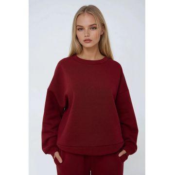 Hanorac dama -  supradimensionat - rosu burgund - bumbac si poliester -