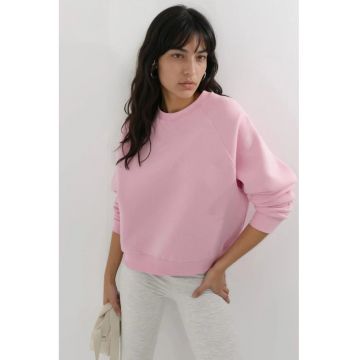 Hanorac dama  tricotat - maneca lunga - bumbac/poliester - roz pudrat