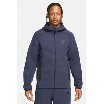 Hanorac din amestec de bumbac - cu fermoar - Bleumarin