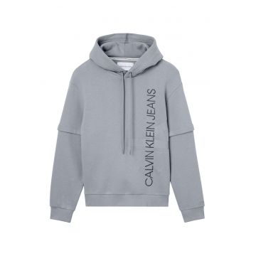 Hanorac din amestec de bumbac organic cu maneci cazute - Gri cenusiu