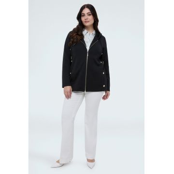 Hanorac din amestec de modal cu nasturi decorativi - Negru
