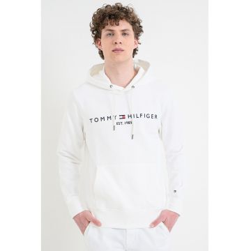 Hanorac din bumbac organic cu logo brodat - Alb