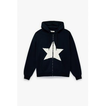 Hanorac regular fit cu fermoar - Bleumarin