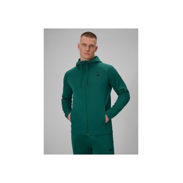 Hanorac sport barbati -  regular - verde - 4F Dry - cu gluga - doua buzunare cu fermoar