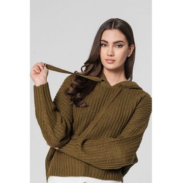 Hanorac tricotat cu snur Layla - Kaki